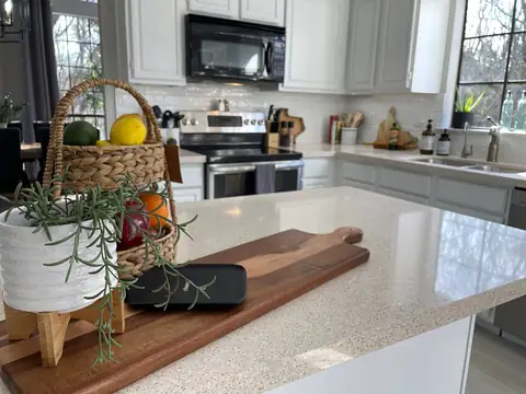 Well appointed Full Kitchen, love the windows letting in so much natural light as you look out over the wildlife preserve behind us. We've seen deer and fox…