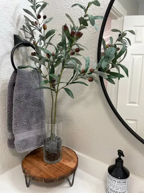 Modern decor and thoughtfully supplied master bathroom!